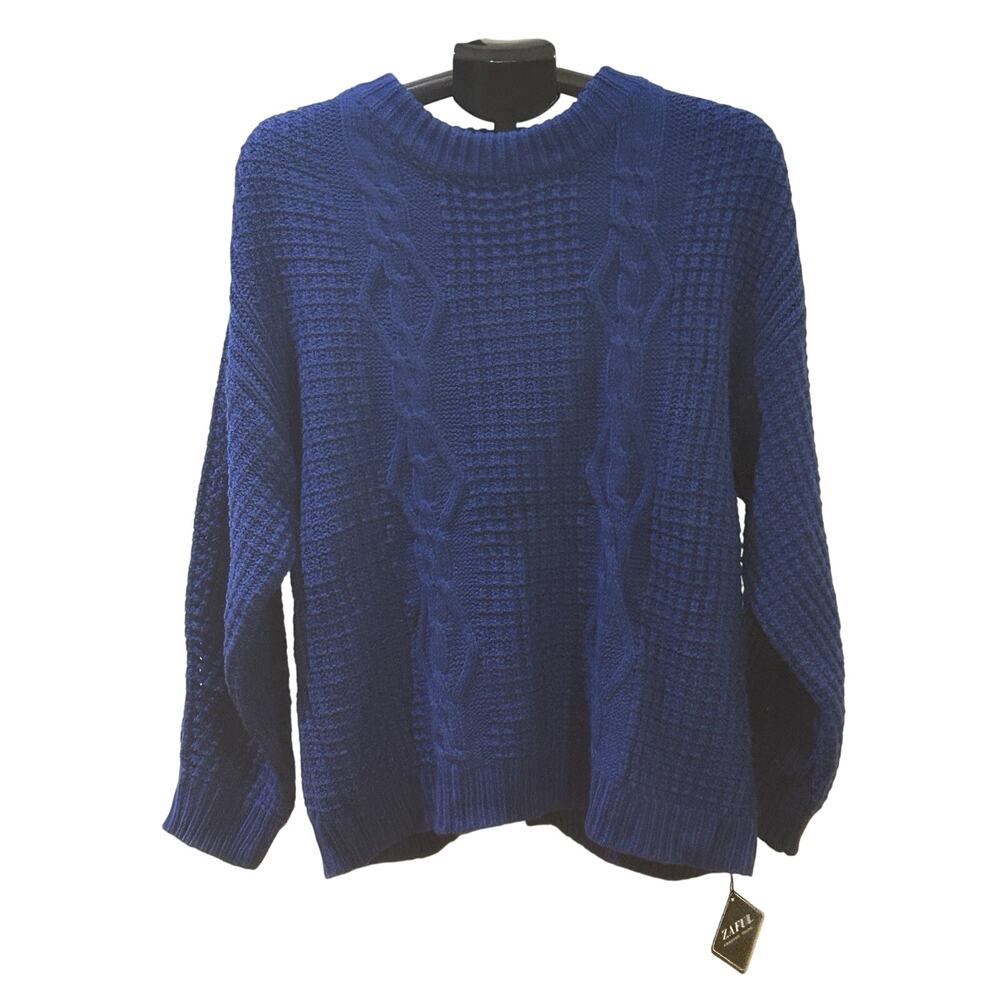 NWT Zaful Blue Knit Sweater Women's size L
